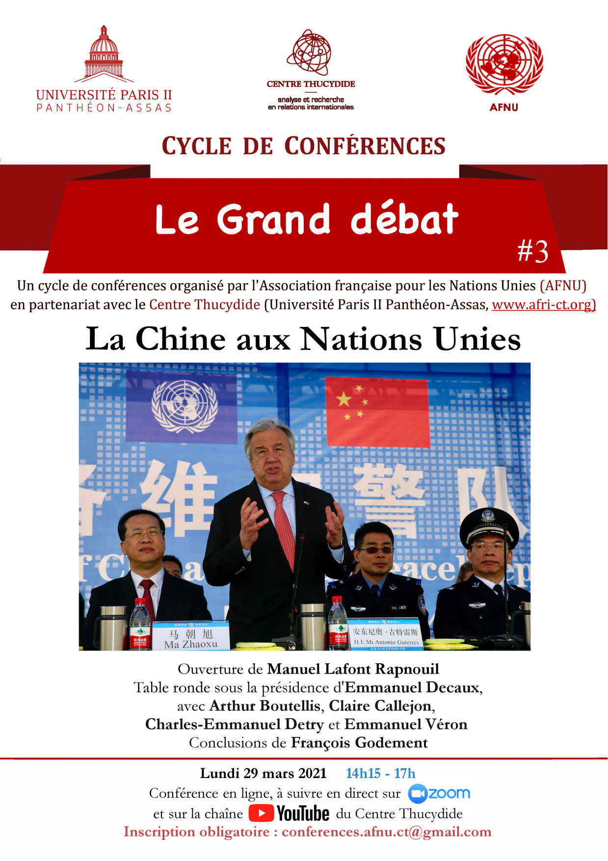 Affiche de la conférence La Chine aux Nations Unies