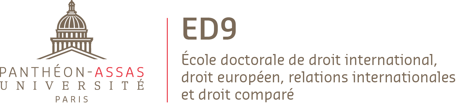 Logo de l'ED 9, Ecole doctorale de droit international, droit européen, relations internationales et droit comparé