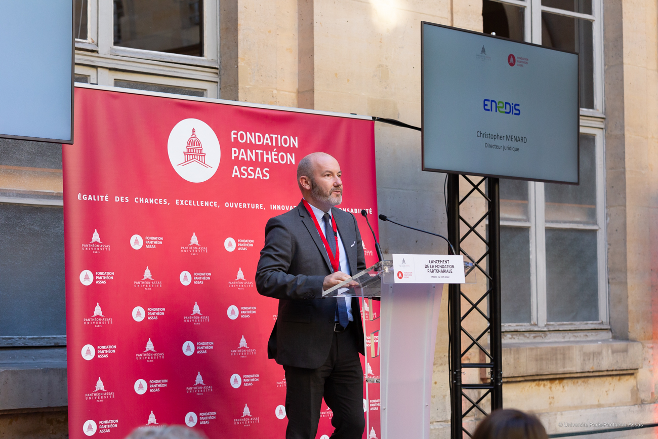 Christopher Ménard, directeur juridique Enedis au lancement de la fondation Panthéon-Assas