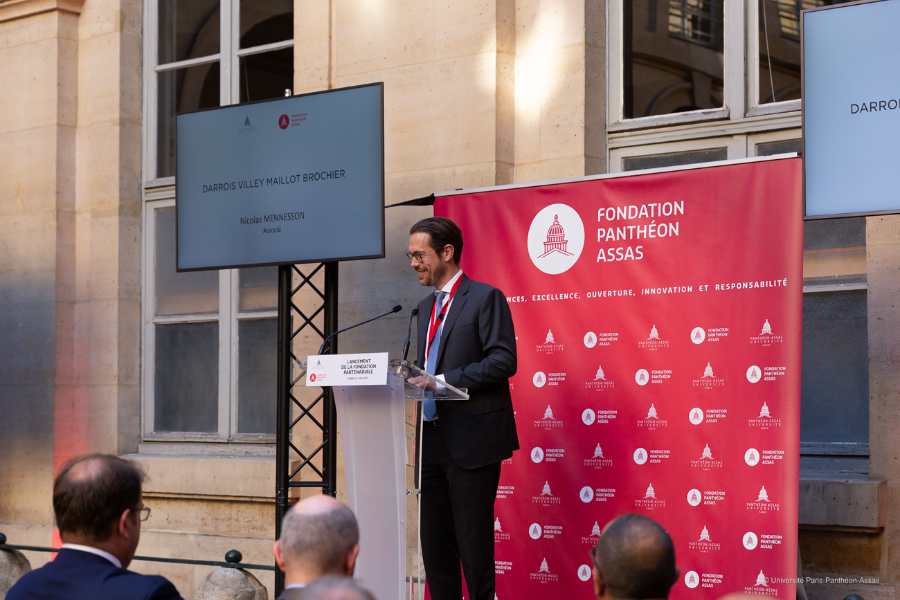 Nicolas MENNESSON, cabinet Darrois Villey Maillot Brochier au lancement de la fondation Panthéon-Assas